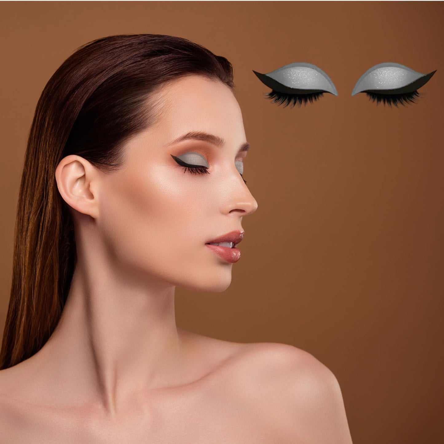 Lazy Eye Shadow Eyelash Patch,2-In-1 Reusable Eye Makeup Stickers With False Lashes & Eyeshadow - Easy Lazy Eye Shadow Eyelash Patch For All Eye Shapes (Gold)