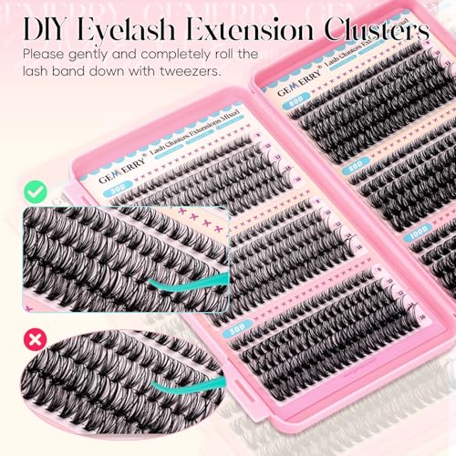 GEMERRY Lash Clusters 30D 40D 50D 60D 80D 100D Eyelashes Clusters Extensions 8-16mm Individual Lashes D Curl Fluffy Wispy False Eyelashes Cluster Lashe DIY Cluster for Beginners