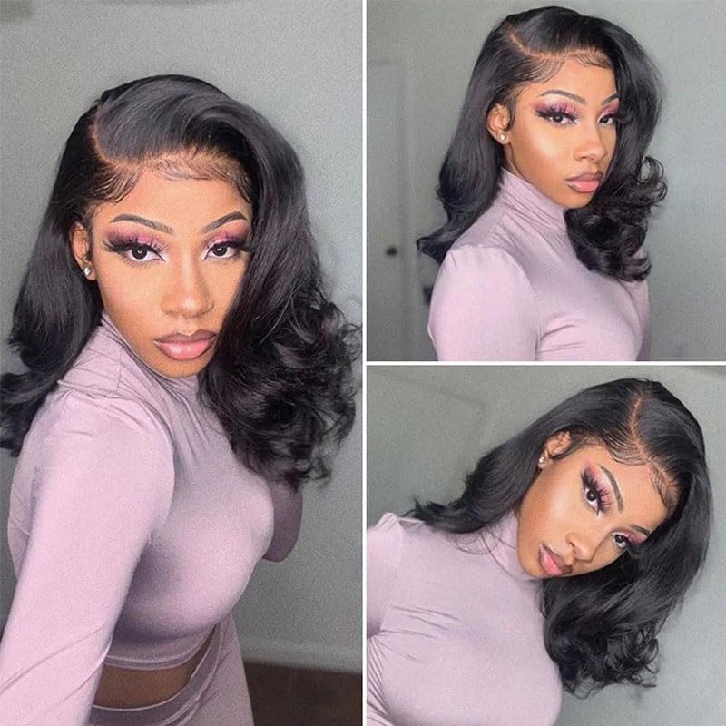 5x5 HD Lace Front Human Hair Wig for Black Women, Glueless Body Wave, 8 Inch