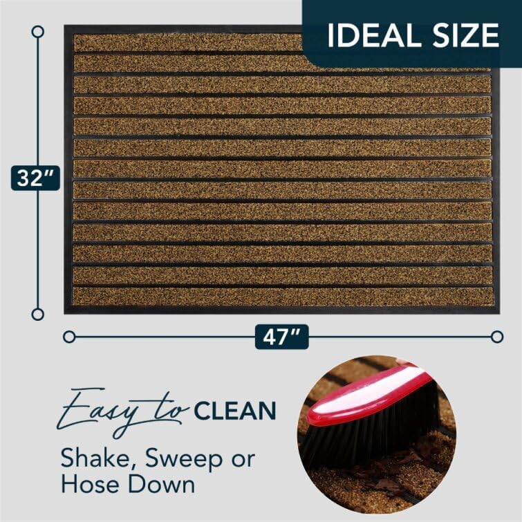 Extra Durable Outdoor Door Mat 47x32 Inches Bright Brown - Non-Slip Entrance Rug