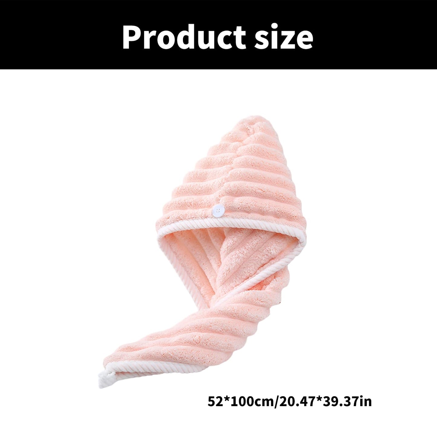 CAUNLA Super Absorbent Hair Towel Wrap for Wet Hair Quick Dry Microfiber Hair Towel with Button Shower Caps Bath Accessories