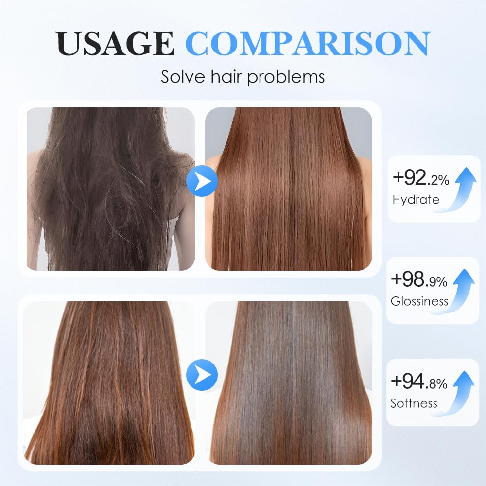 Keratin Revitalizing Cream, 2025 New Keratin Hair Straightener Cream, Keratin Boost Hair Smoothing Moisture Deep Conditioner for Women, Leave in Conditioner for Dry Damaged Hair (2Pcs)