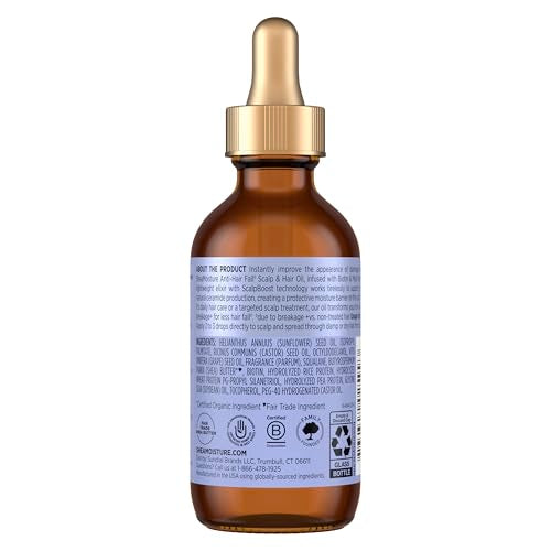 Shea Moisture Scalp & Hair Oil Anti-Hair Fall for Healthy Looking Hair and Moisturized Scalp, with Biotin & Multi-Peptide ScalpBoost Technology, 2 oz