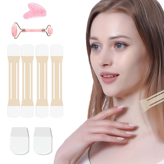 Edskyscraper Neck Tape, 40/120 PCS Neck Tape Lift Turkey Neck, Face Lifting Tape Invisible, For Lifting Loose Sagging Skin, Eye, Cheek, Double Chin, For Women Behind Neck (A(80Patches))