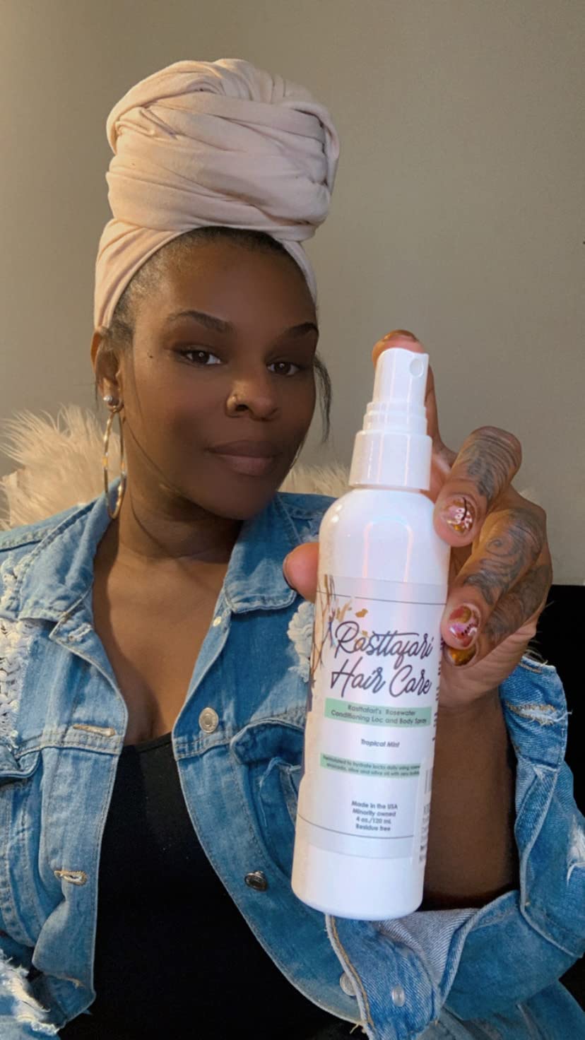 Rastta Locs Rosewater and Mint Conditioning Loc and Body Refreshing Spray for locs, type 4 hair, Braids, Organic, Vegan Hair Moisturizer, Dreadlock Spray with Aloe. - Tropical Mint Fragrance - 8oz