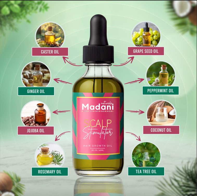 Hair Growth Oil for Thinning Hair & Scalp Stimulator - All Hair Types, 2 oz