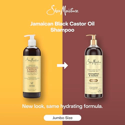 SheaMoisture Jamaican Black Castor Oil Strengthen & Restore Shampoo with Shea Butter & Peppermint Oil - Black Castor Oil, 24 oz, Pack of 2