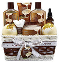 LOVERY Vanilla Coconut Spa Gift Basket for Women - 9 Piece Bath & Body Set, Luxurious Home Relaxation Gifts