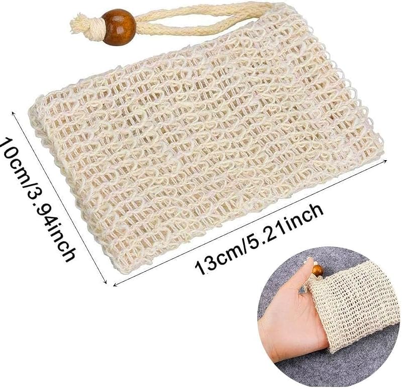 Natural Sisal Soap Saver Bag Pack for Exfoliating and Draining Air-Dry Soap