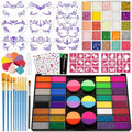 69 Colors Face Painting Kit for Kids - Non-toxic water-activated paint palette with glitter makeup palette, stencils, brushes, Gems, puff. for Kids Party Cosplay Halloween Christmas Carnival.
