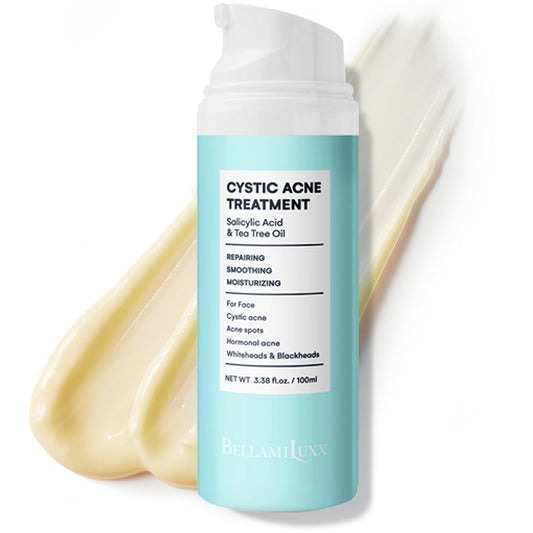 Acne Treatment for Face: Cystic Acne Spot Control Cream with Salicylic Acid & Tea Tree Oil for Blemishes - Gentle Hormonal & Pimple Treatment for Teens & Adults - 120 Day Supply & 3.38oz