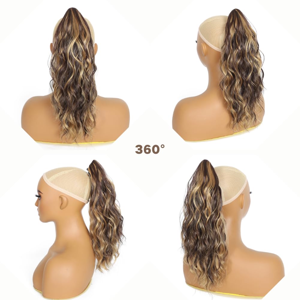 JOOYEAH Ponytail Extensions for Women Claw Clip Ponytail Extension Curly Wavy Ponytail Hair Extension 14" Ponytail Extension for Women Fluffy Natural Looking Synthetic Hairpiece for Daily Use