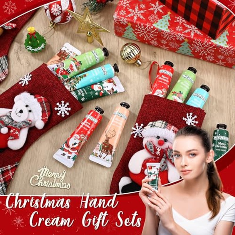 100 Pcs Christmas Hand Cream Gift Sets for Dry Cracked Hands Moisturizing Hand Lotion Small Travel Lotion Stocking Stuffers Gift Set for Women Mom Girlfriend Christmas Birthday