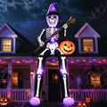 Halloween Inflatable Skeleton Wizard 12 FT with Broom & Pumpkin - Roof Skeleton Variation
