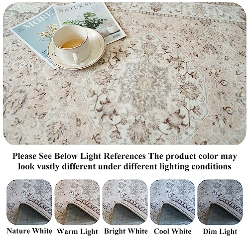 3' x 16' Washable Hallway Runner Rug Beige Non-Slip Indoor Floor Mat