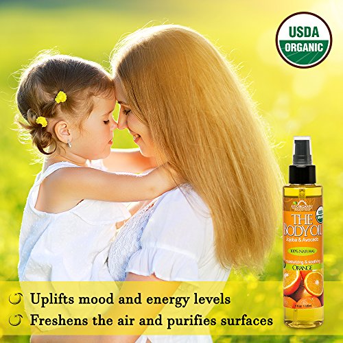 US Organic Body Oil - Fresh Orange with Jojoba & Avocado Oil, USDA Certified Organic, 5 Fl Oz - Orange