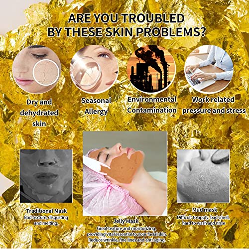 Jelly Face Mask For Facials | Bundle of 24K Gold & Vampire+ Hyaluronic Acid Hydrating And Brightening HydroJelly Masks | Vajacial