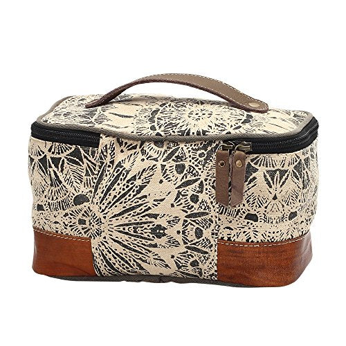Vintage Floral Leather & Canvas Travel Shaving Kit Bag - Unisex