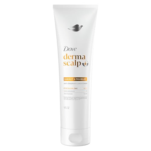 Dove Derma Scalp Conditioner 1 ct Dandruff & Itch Relief for 100% Flake-Free* & Smooth Hair, with Niacinamide & Glycerin, 9 oz