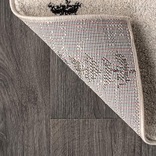 Moroccan Beni Ourain Area Rug - Cream & Black 7'9" x 10' Indoor Modern Carpet
