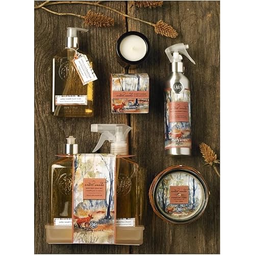 Mangiacotti Liquid Hand Soap Naturally Plant Based Hand-Wash with Vitamin E and Fragrant Essential Oils,12-Ounce, Amber Woods