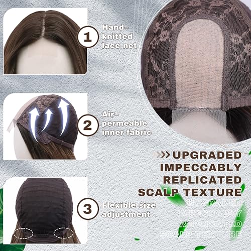 Cosplay Long Brown Wig 28 Inch Middle Part Synthetic Hair - Brown / 28 Inch