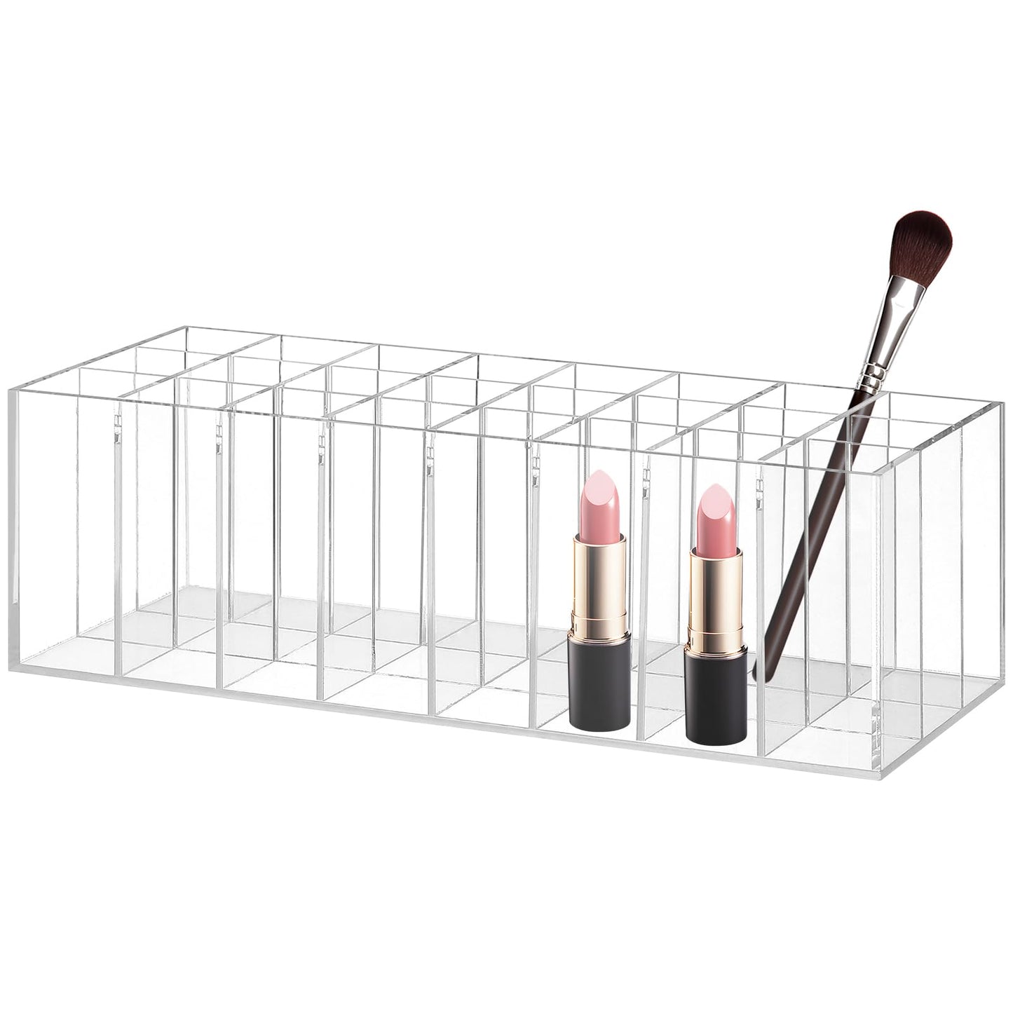 balacoo Lipstick Display Rack: 24 Compartment Acrylic Gloss Organizer Lipstick Organizer Holder Clear Makeup Organizer Case for Lip Gloss Brushes