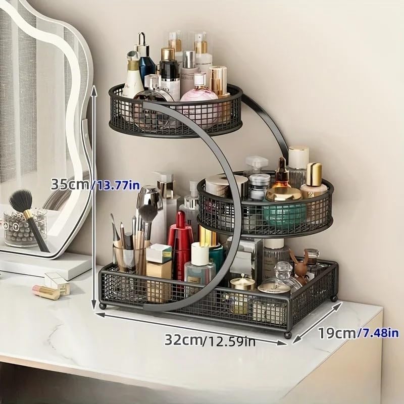 Calaytaly 3-Tier Metal Makeup Organizer for Vanity & Bathroom Countertop