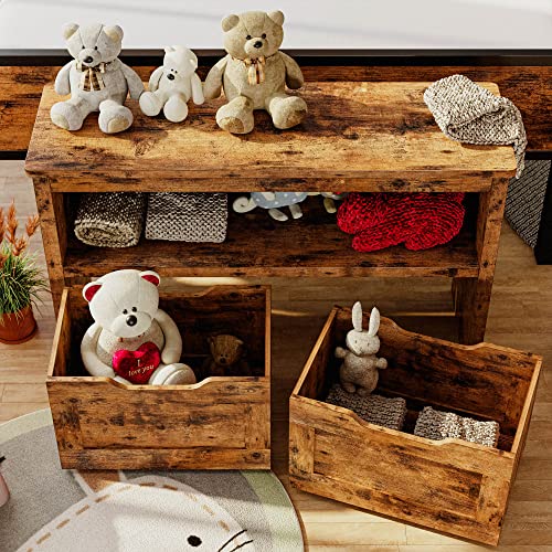 IRONCK Large Vintage Brown Toy Storage Organizer with Drawers & Shelves