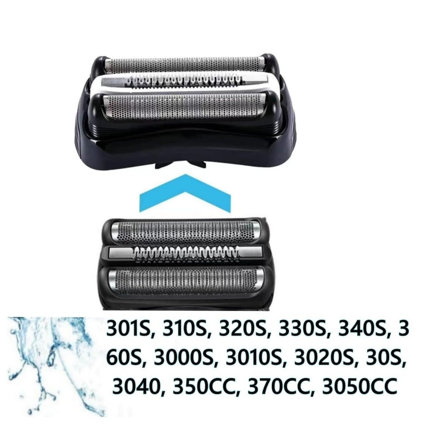 32B Replacement Head Compatible with Braun Series 3 Replacement Head, for S3 Replacement Head 3040 301S 310S 320S 330S 340S 360S 3000S 3010S 3020S 3070cc 3080s Etc Modesl 2-Pack