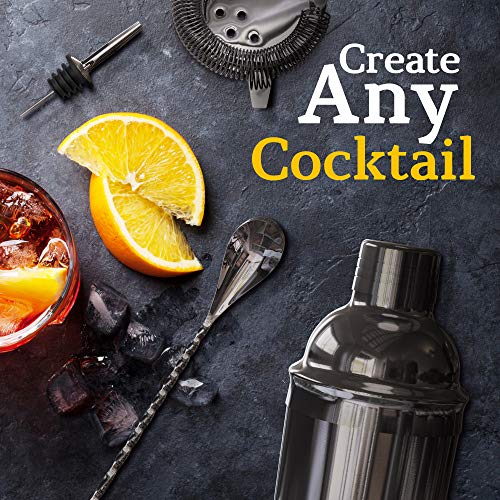 Gunmetal Highball & Chaser 13-Piece Cocktail Shaker Set Stainless Steel Bartender Kit