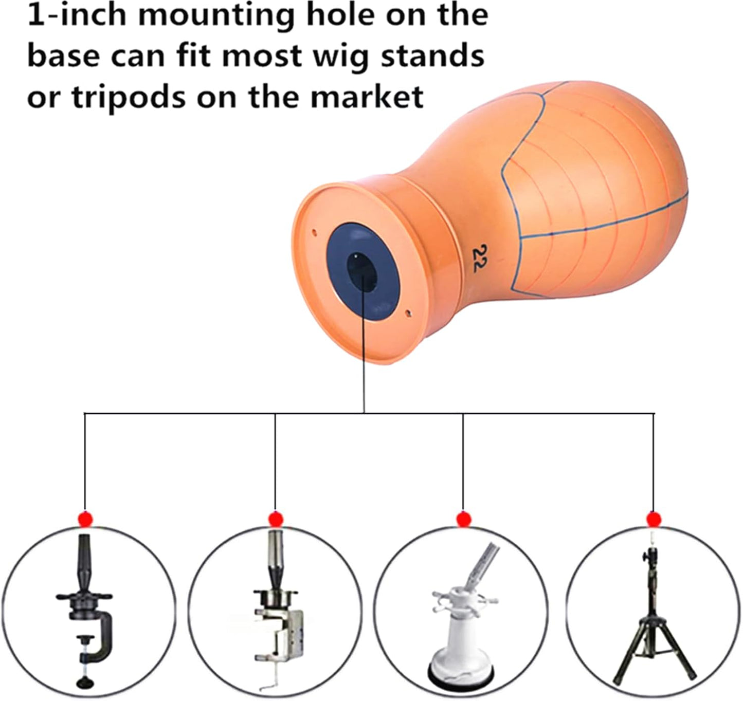 TESCOGO 22 Inch Pre-Marked Mannequin Head for Wig Making, Effective Wig Head with Guide Lines, Suitable for Most Stands, Durable and Sturdy for 10 Years