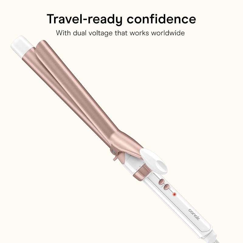 Conair Extra Long 1in Double Ceramic Curling Iron - White / Rose Gold, 7.5in Barrel