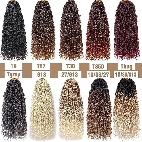20 Inch Black Goddess Crochet Locs Hair - Boho Faux Locs, 8 Packs, Variation 1B#