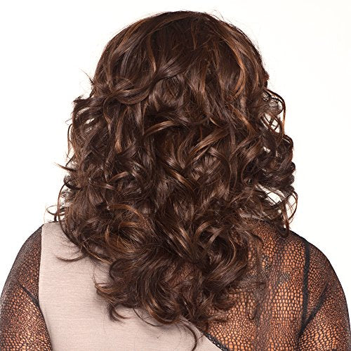 Deep Lace Front Wigs for Women - Curly Layered Style 18 Inches - Off Black 1B