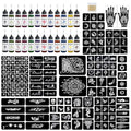 Temporary Tattoo Kit with 24 Ink Bottles & 154 Stencils - 12 Colors, Waterproof & Long-Lasting