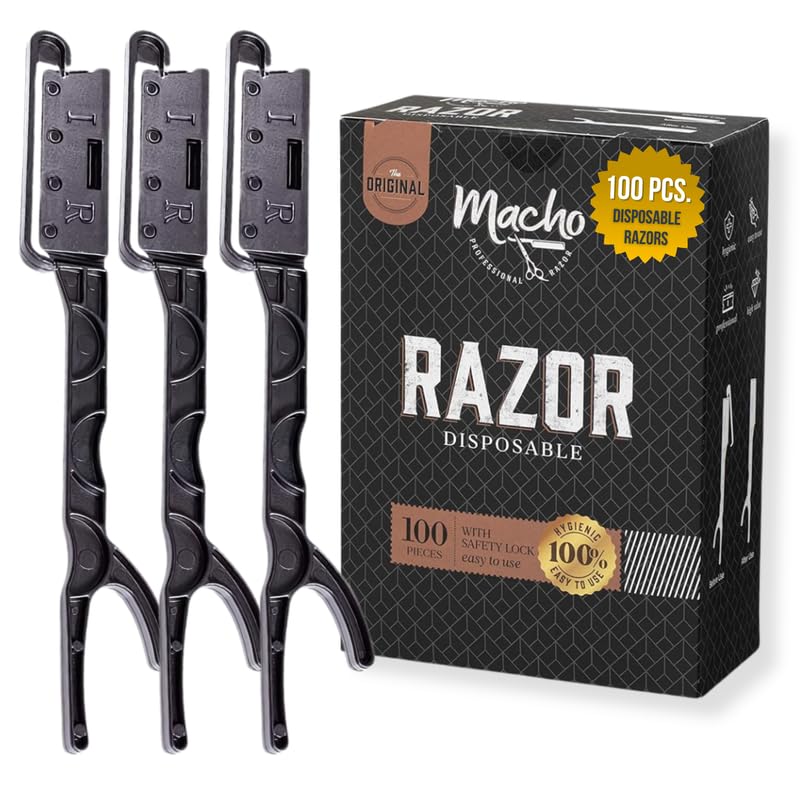 Disposable Stainless Steel Straight Edge Razors for Men - 100 Pack