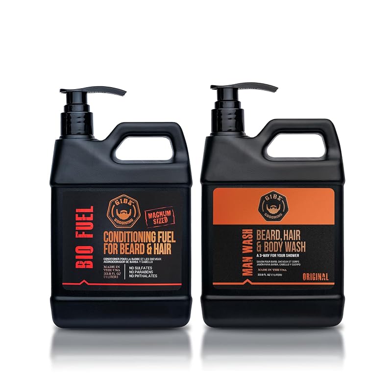 GIBS Grooming Man Wash Shampoo & Biofuel Conditioner 33.8 fl oz Each Bottle - 2-Pack Variation
