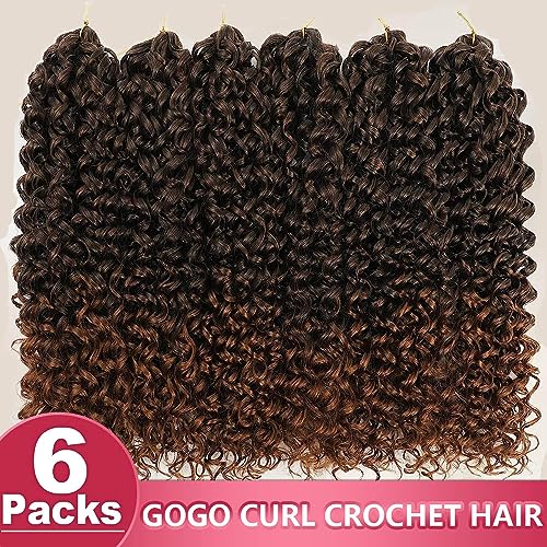 ELAOGI 8-Inch Water Wave Crochet Hair 6 Packs Short Curly Synthetic Braiding (1B/30#)