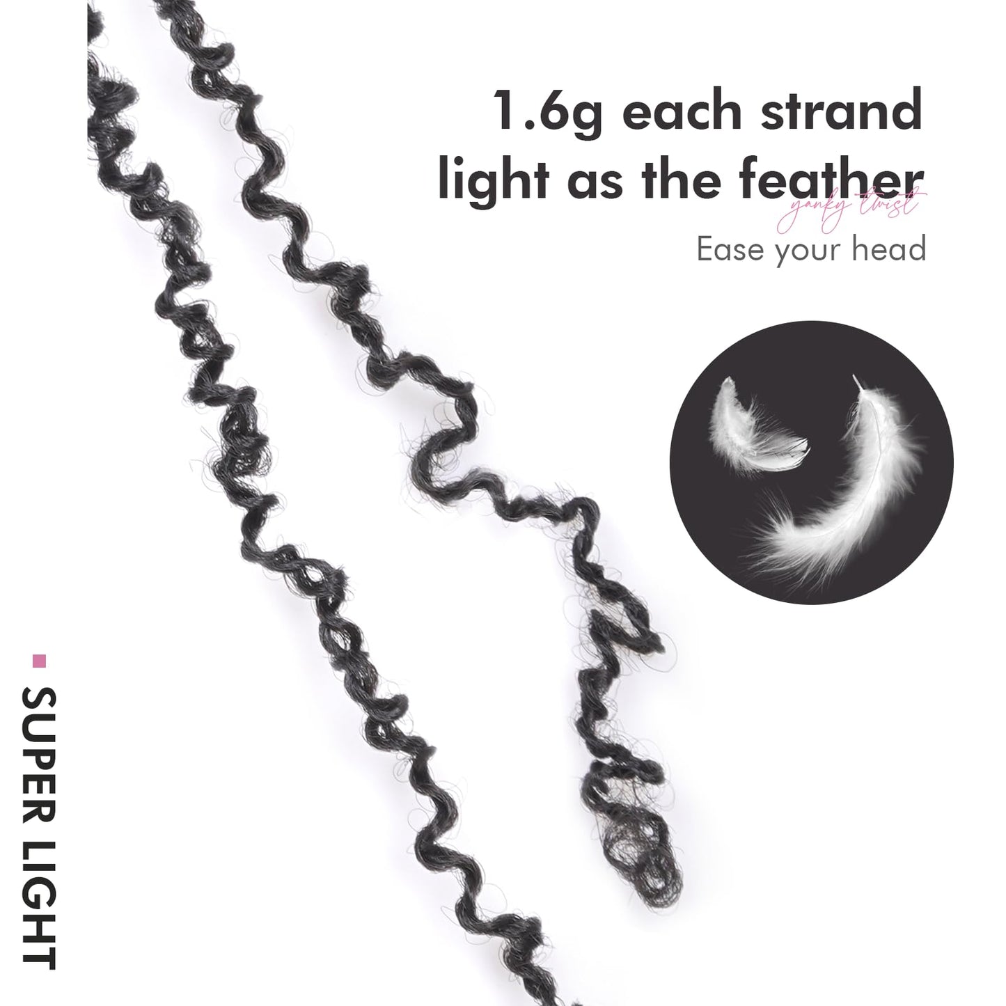 Toyotress Yanky Twist Crochet Hair - 16 Inch 2 Packs (30 Strands/Pcs) Fluffy Spring Mini Twist Passion Twist, Natural Black Pre-Looped Crochet Braids Braiding Hair (16 Inch, 1B-2P)