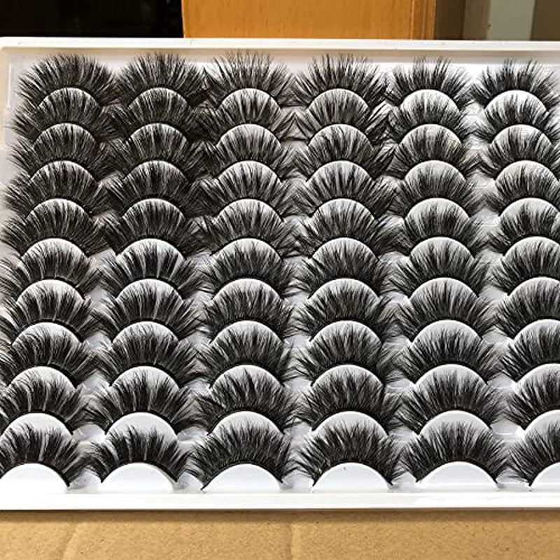 Gmagictobo False Eyelashes 30 Pairs Pack Faux Mink Lashes 20MM Long Dramatic 6 Styles Mixed 5D Medium Volume Thick Fake Eyelashes Soft Crossed Makeup Eye Lashes