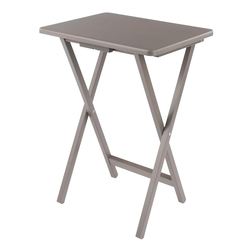 Winsome Alex Set of 4 Foldable Snack Tables with Storage Rack - Oyster Gray
