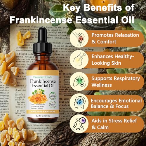 Frankincense Resin Oil for Face 2.02 fl.oz, Reduces Fine Lines & Wrinkles, Soothes & Repairs Skin, Deep Hydration for Body, Anti-Aging Serum Frankincense Skin Essential Oil Wrinkle