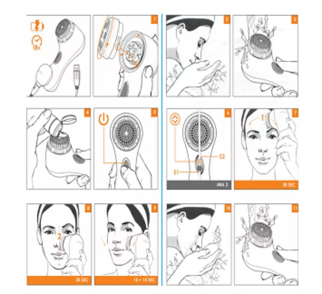 Mia 2 Facial Cleansing System, 2 Speed Settings, Sensitive Brush Head (Pink)