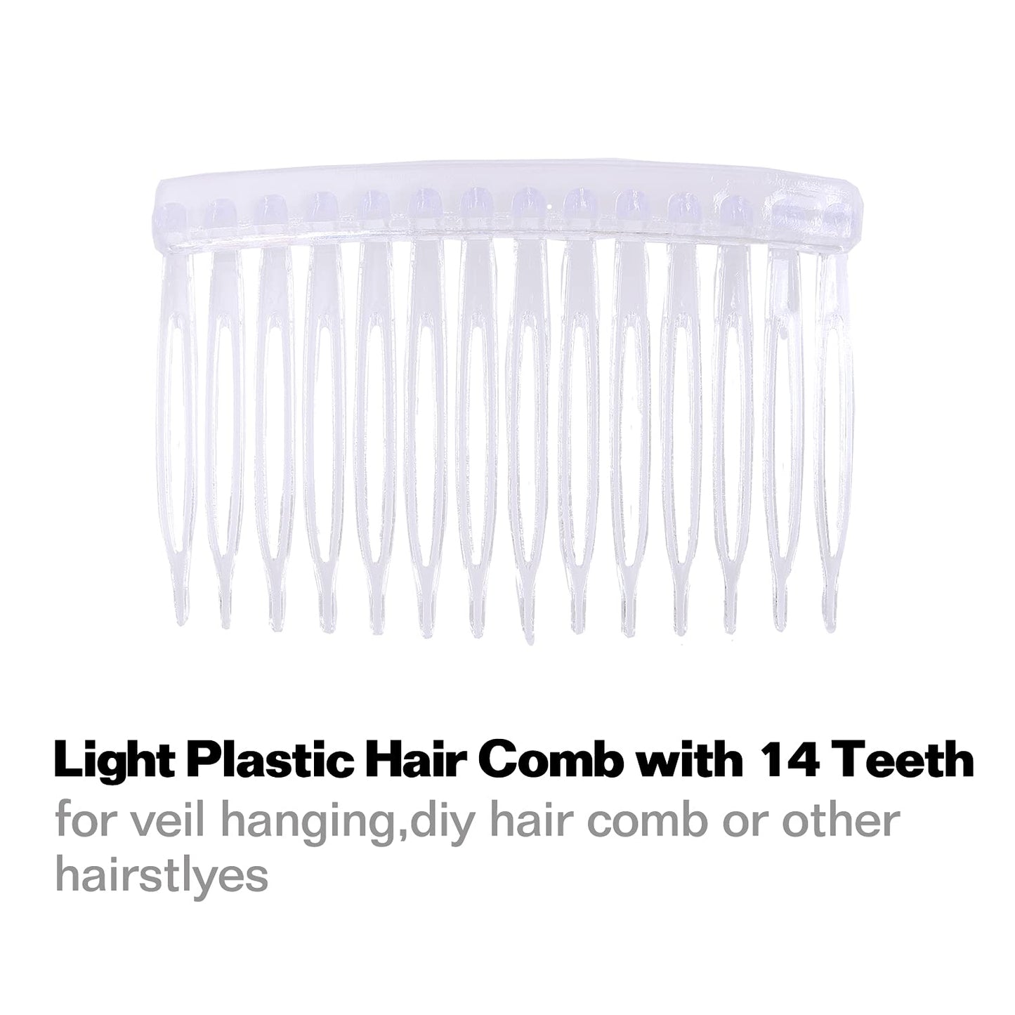 Cinaci 30 Pack Small Clear White Plastic Hair Side Combs Slide Bun Holder with 14 Teeth DIY Headpieces Thin Fine Hair Clips Grips French Twist Barrettes Accessories for Women Girls Wedding Brides Veil