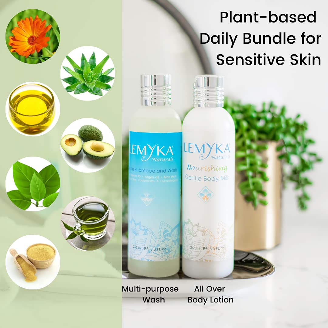 LEMYKA Eczema body Cream for eczema relief, Natural hand and body lotion, Gentle for sensitive skin, 8.3OZ, Infused with Aloe Vera & Calendula, Panthenol