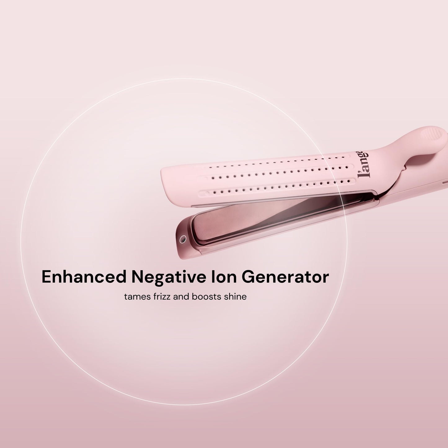 L'ANGE HAIR Le Duo Edge 360° Airflow Titanium Styler Blush | 2-in-1 Flat Iron Straightener & Curling Iron | 1” Wide Titanium Plates with Rounded Corners & Softly Beveled Edges (Blush)