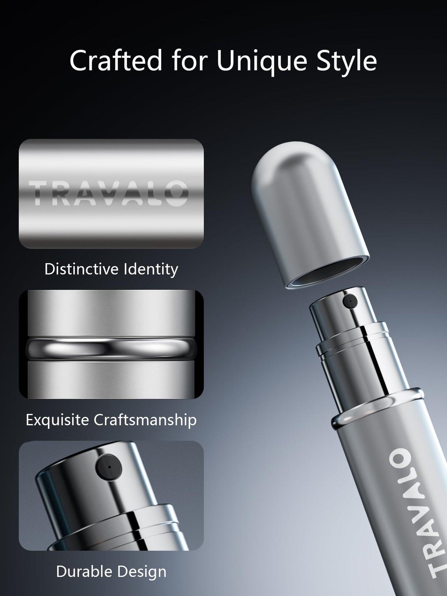 TO TRAVALO NEW CLASSIC Refillable Perfume Atomizer, Bottom Filling Fragrances Perfume Bottle, Mini Cologne Dispenser, Travel sized (SILVER)