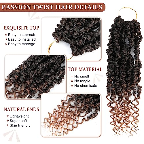 Passion Twist Crochet Hair 24 Inch T1B/30 - 8 Packs Pre-Twisted for Black Women