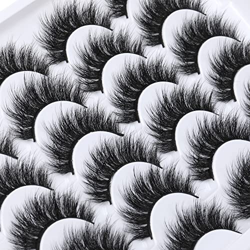 Newcally Eyelashes False Lashes Thick 18MM Long Faux Mink Eye Lashes Pack Dramatic Thick Volume Fake Eyelashes 12 Pairs Soft Reusable Lashes Multipack